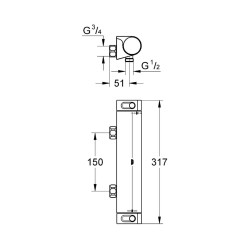 Robinet Douche 2 trous Grohe Grohtherm 2000 - Thermostatique