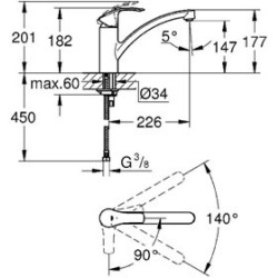 Robinet évier Grohe Eurosmart - Mitigeur monocommande