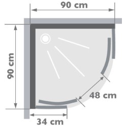 Cabine de douche Hydromassage Alterna Domino  90 x 90 quart de rond 