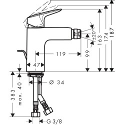 Robinet mitigeur pour Bidet Hansgrohe Logis 100