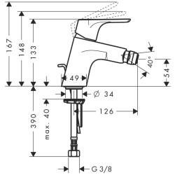 Robinet mitigeur Bidet Hansgrohe Focus E2