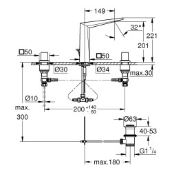 Robinet lavabo Grohe Allure Mélangeur 3 trous 1/2" taille M