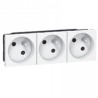 Triple prise Legrand Mozaic 3x2P+T - Appareillage complet Blanc saillie