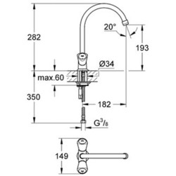 Robinet évier Grohe Costa S (Ancien Supra) - Mélangeur à bec haut