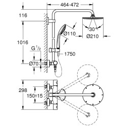 Colonne de douche complète Grohe Euphoria XXL System 210