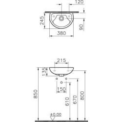 Lave-mains suspendu Vitra Arkitekt 38cm