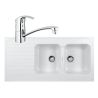 Robinet Grohe Eurosmart + Evier Franke Brunssum Fradura, à poser, blanc, 120x60cm