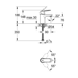 Robinet lavabo Grohe Eurosmart Cosmopolitan - Mitigeur monocommande